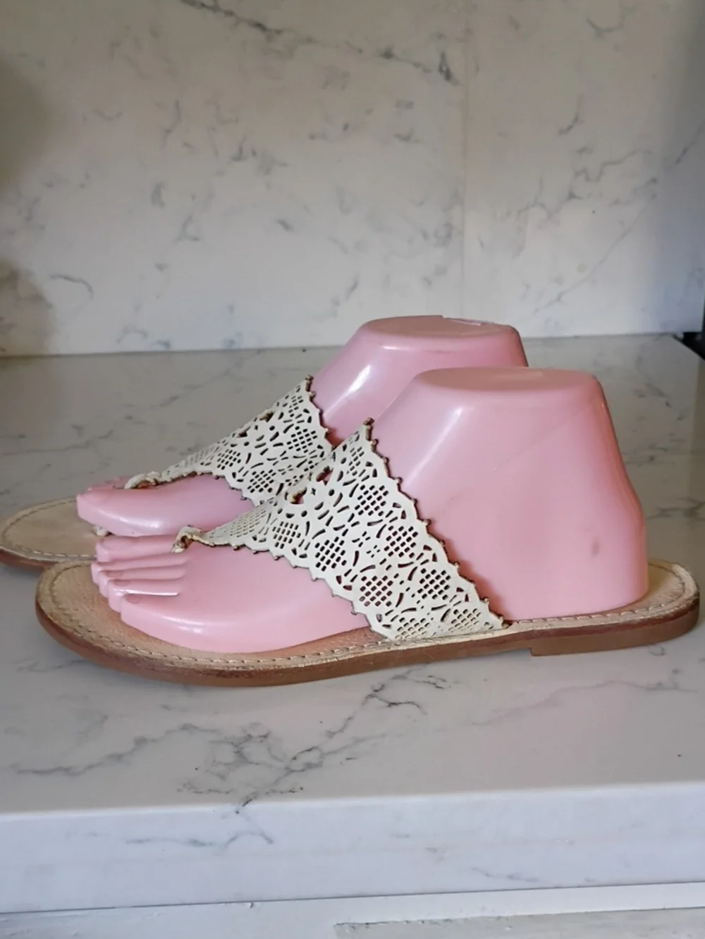 Tory Burch Women’s White Laser-Cut Thong Sandals